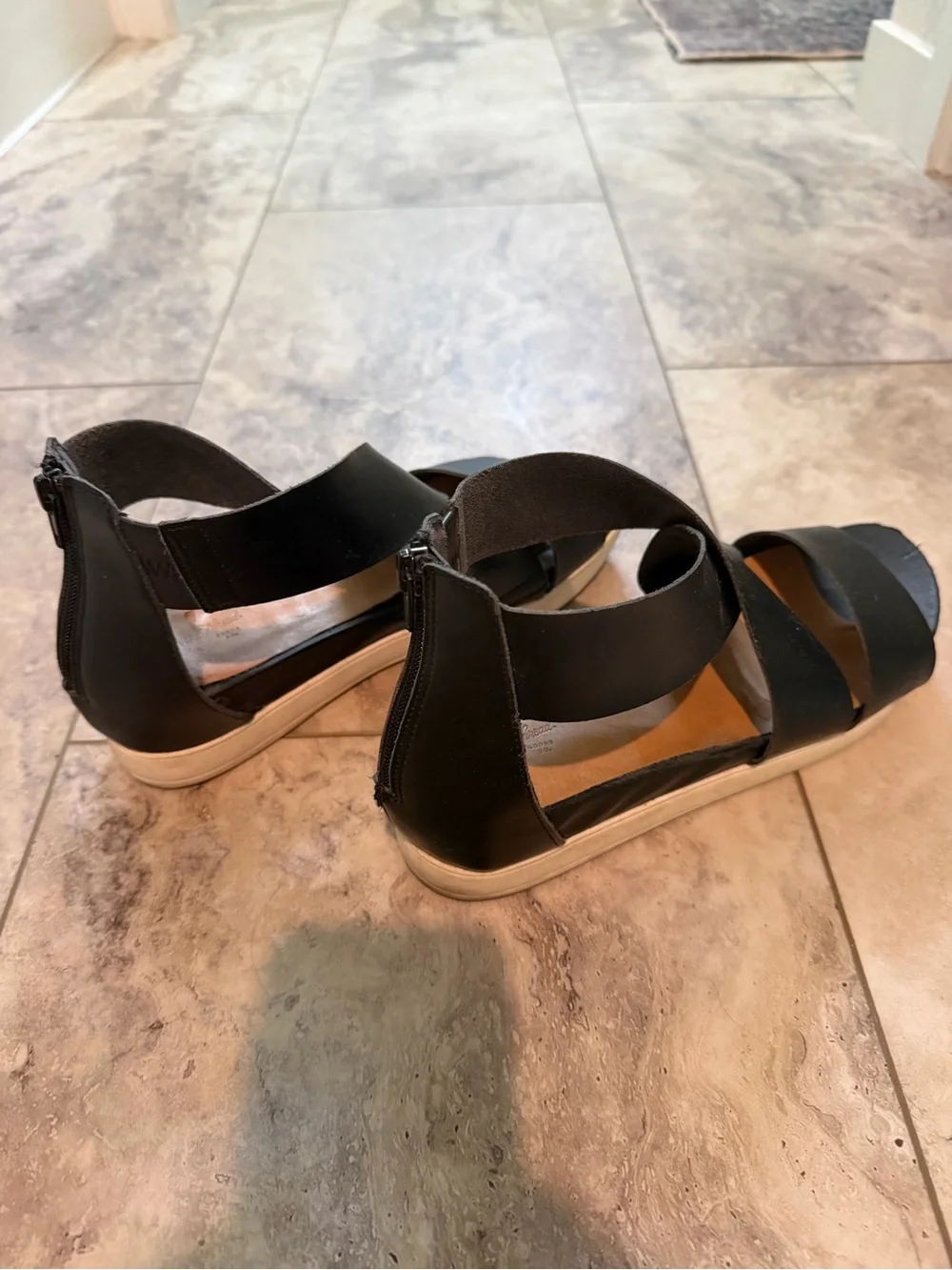 Women’s Black Crisscross Wedge Sandals